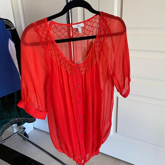 Joie 100% Silk Blouse and matching tank, bright apricot, Size Large - Picture 11 of 11